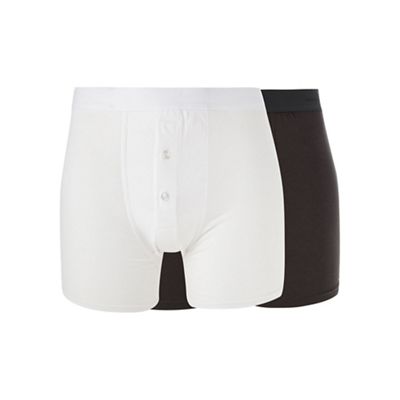 Designer pack of two white and dark grey boxers